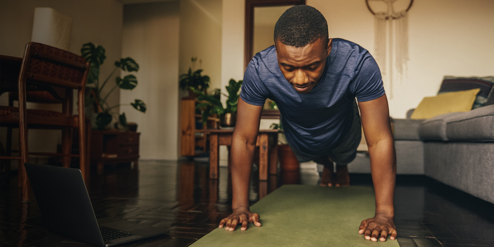 A man doing a pushup